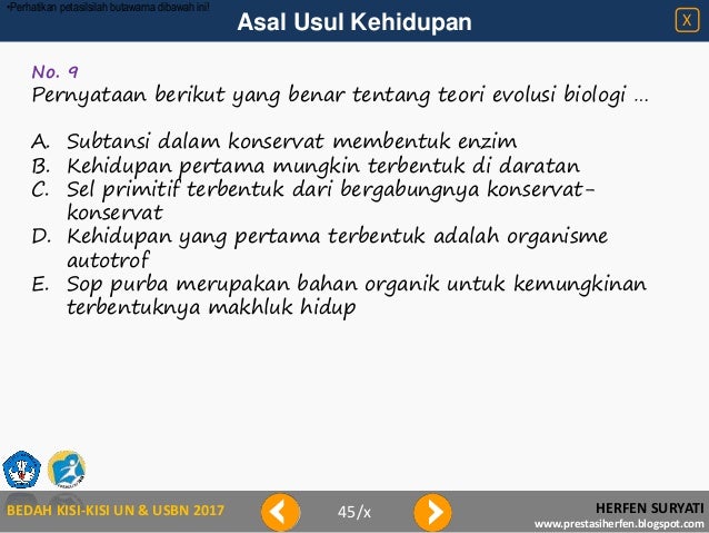 Bedah Kisi Kisi 2017 Asal Usul Kehidupan
