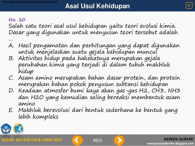 Bedah Kisi Kisi 2017 Asal Usul Kehidupan