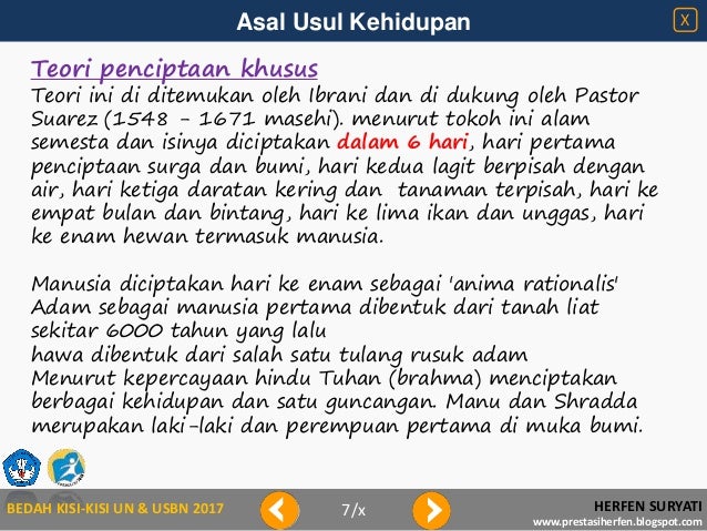 Bedah Kisi Kisi 2017 Asal Usul Kehidupan