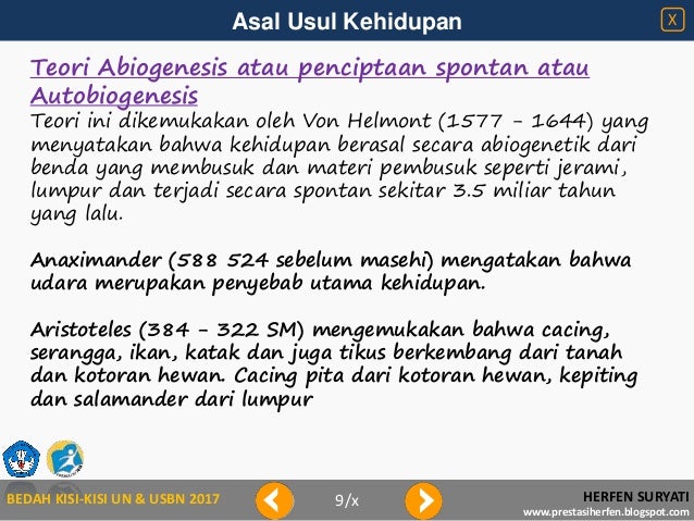 Bedah Kisi Kisi 2017 Asal Usul Kehidupan