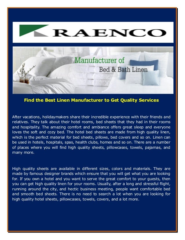 Find the Best Linen Manufacturer to Get Quality Services