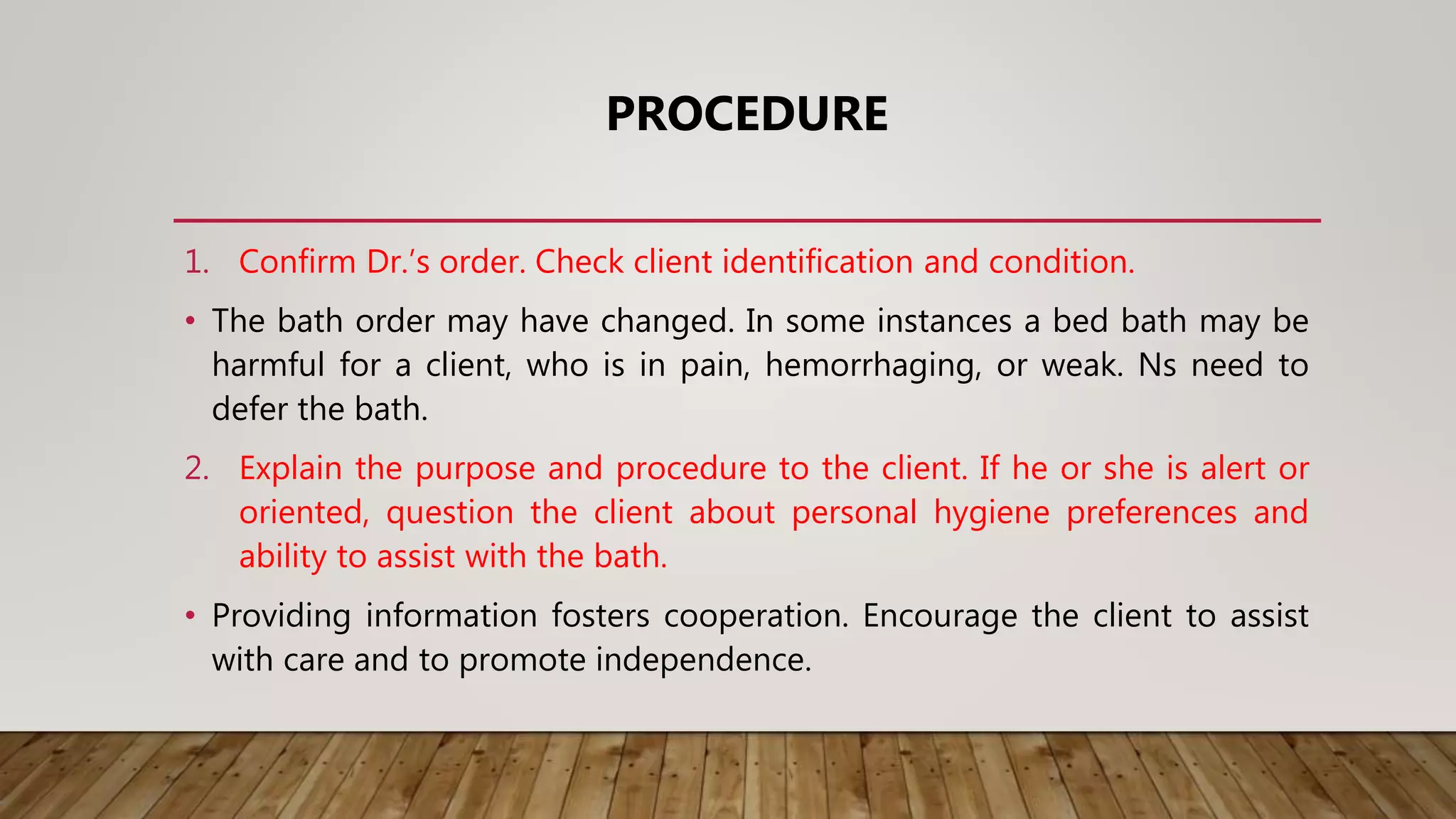 Bed bath procedure | PPTX | Bath and Shower | Personal Care