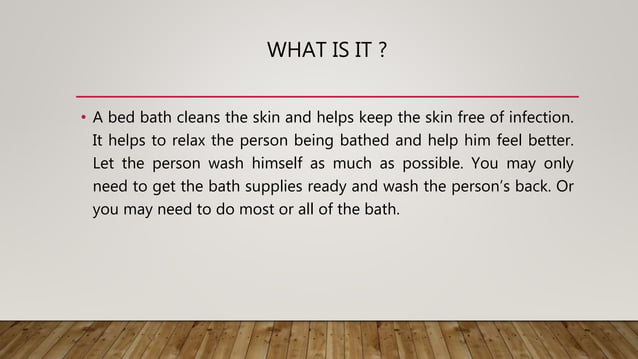 Bed bath procedure | PPTX | Bath and Shower | Personal Care