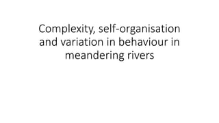 Complexity, self-organisation
and variation in behaviour in
meandering rivers
 