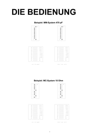 DIE BEDIENUNG
Beispiel: MC-System 10 Ohm
Beispiel: MM-System 470 pF
7
 
