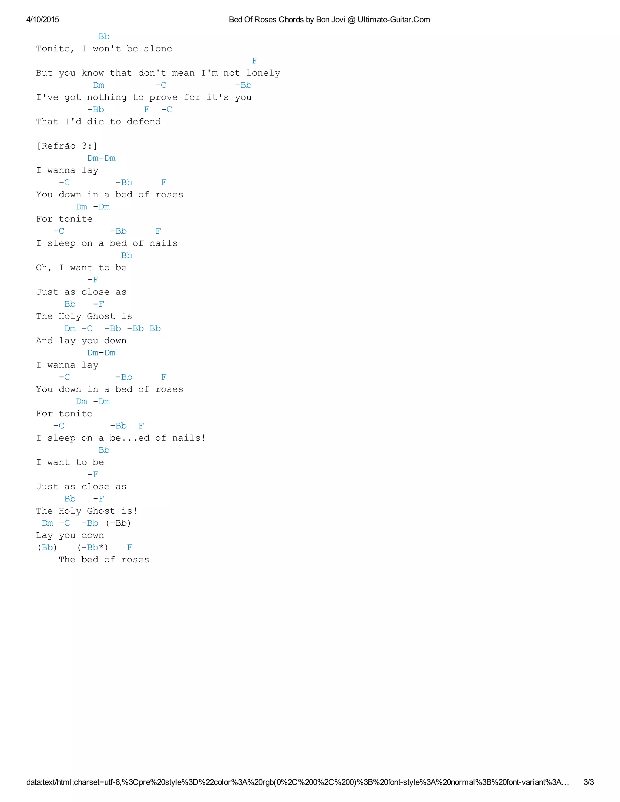 Bed of roses chords by bon jovi ultimate guitar PDF