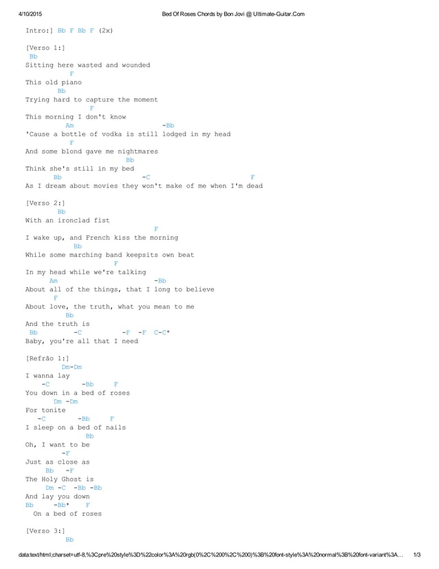 Bed of roses chords by bon jovi ultimate guitar PDF
