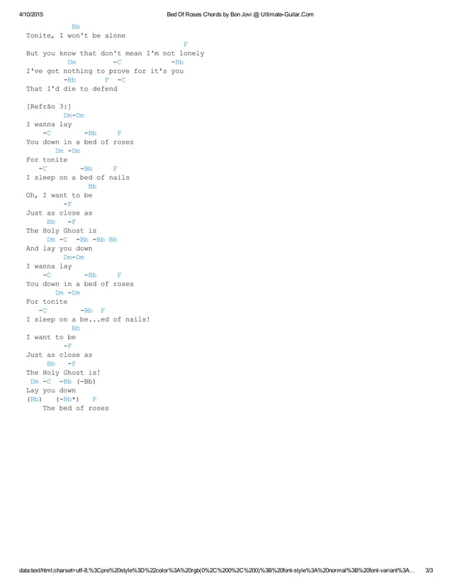 Bed of roses chords by bon jovi ultimate guitar