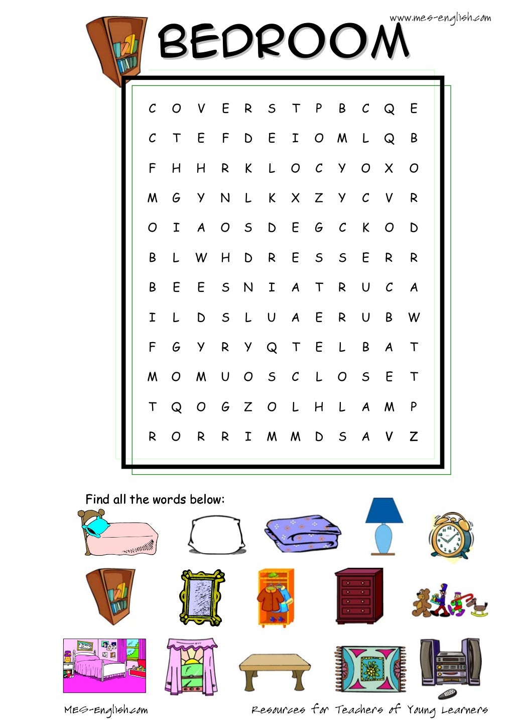 Bedroom wordsearch Bedroom wordsearch