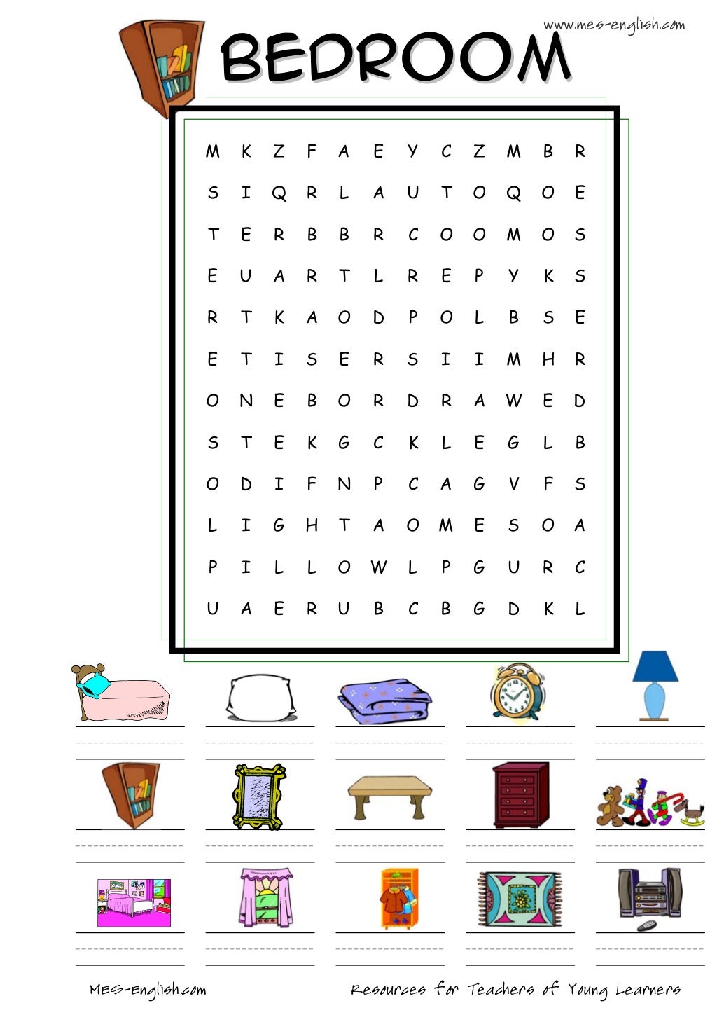 Bedroom wordsearch