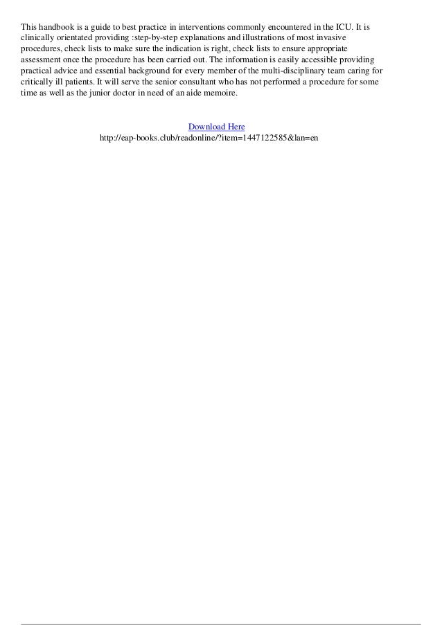 Bedside procedures in the icu pdf