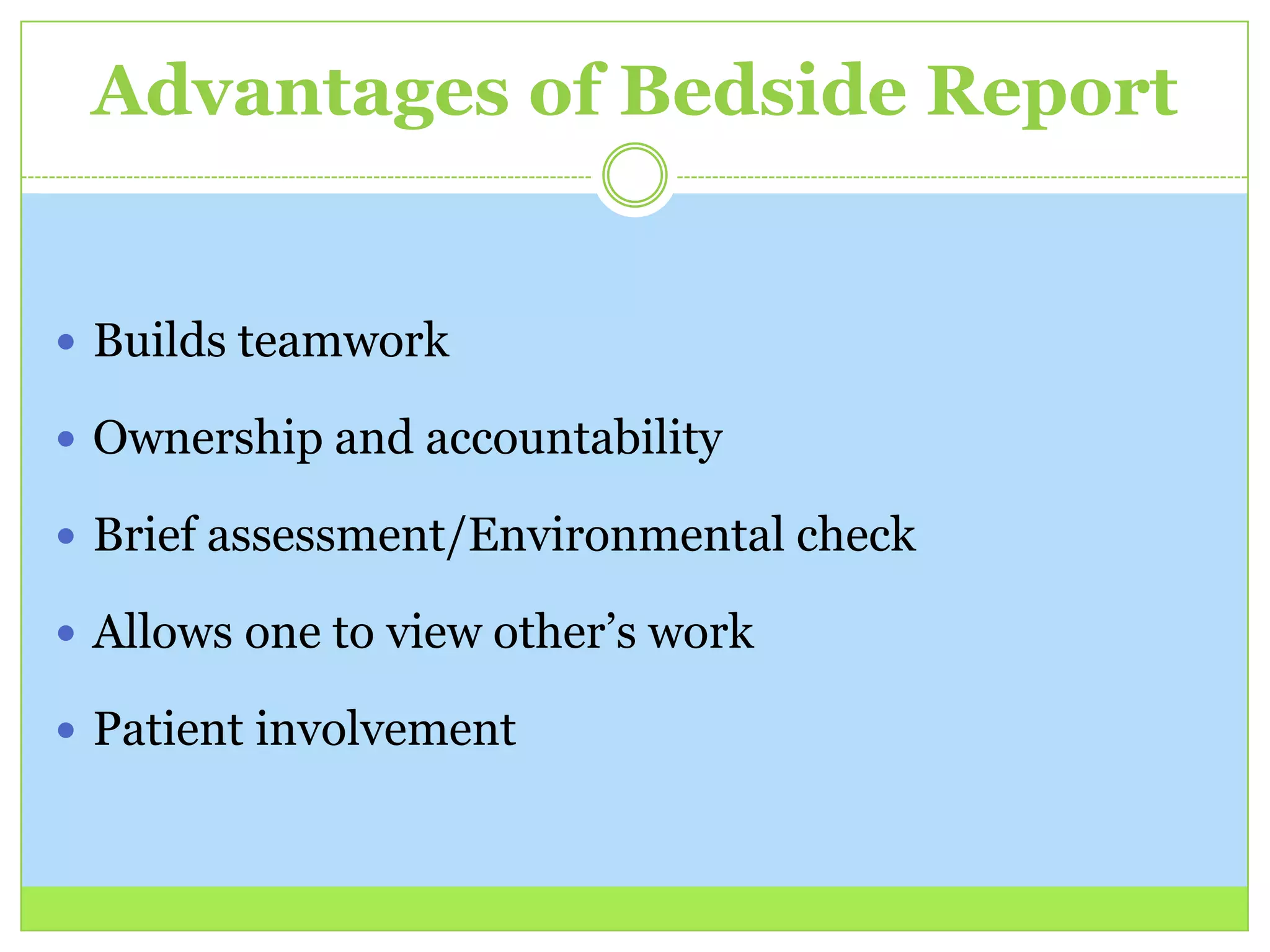 Bedside report | PPTX | Parenting Babies and Toddlers | Parenting