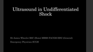 Ultrasound in Undifferentiated
Shock
Dr James Wheeler BSC (Hons) MBBS FACEM DDU (General)
Emergency Physician SCGH
 