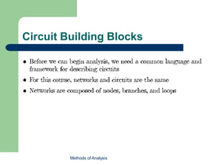 Circuit Building Blocks
Methods of Analysis
 