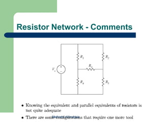 Resistor Network - Comments
Methods of Analysis
 
