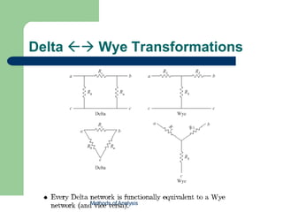 Delta  Wye Transformations
Methods of Analysis
 