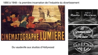 1890 à 1948 – la première incarnation de l’industrie du divertissement
Du vaudeville aux studios d’Hollywood
 