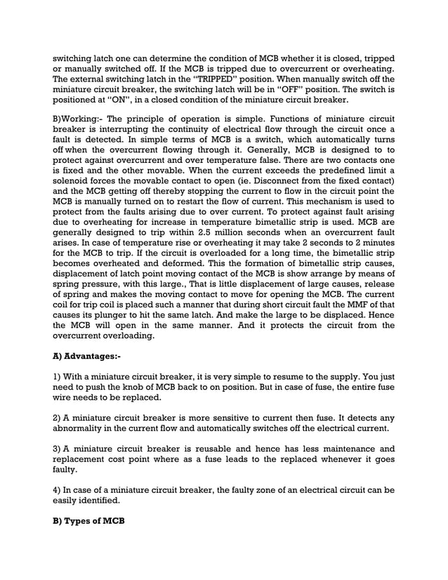 MODULE 6 ELECTRICAL INSTALLATIONS COMPONENTS OF LT SWITCHGEAR SWITCH 