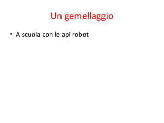 Un gemellaggio
• A scuola con le api robot
 