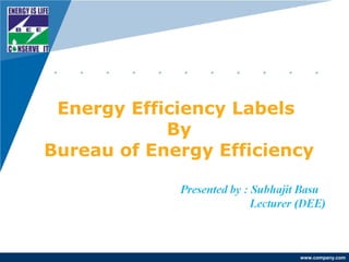 www.company.com
Energy Efficiency Labels
By
Bureau of Energy Efficiency
 