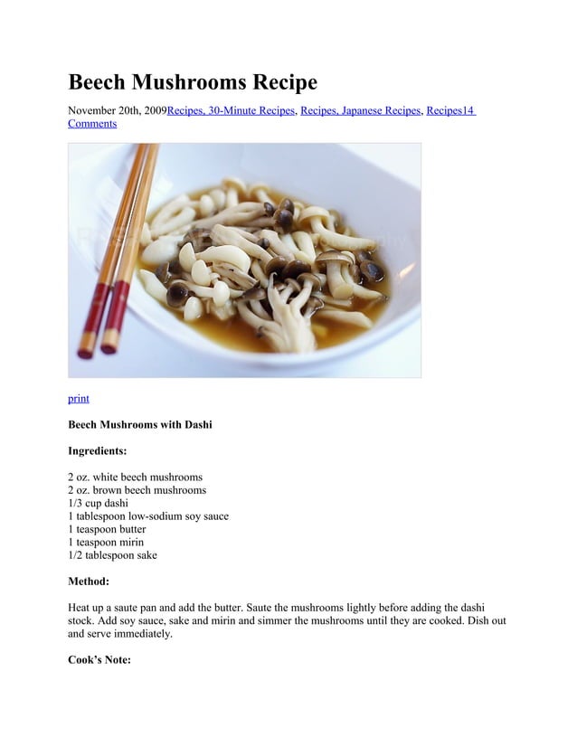 Beech mushrooms recipe | PDF