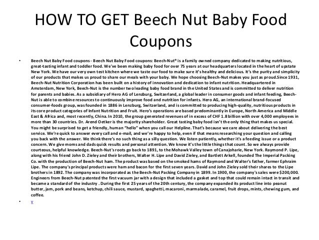Beechnut baby food coupons