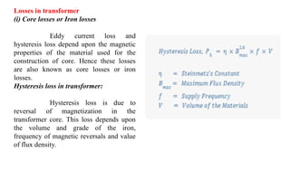 Core Loss Formula In Transformer BEEE-UNIT-3.pptx transformer working principle | PPTX