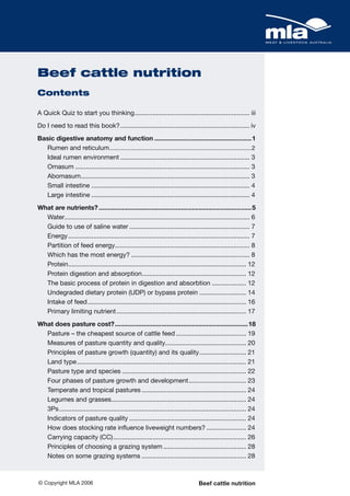 Beef cattle nutrition (australia) | PDF