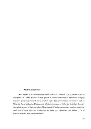 Analyzing the beef (Australian and Indian) in food industry in Malaysia ...