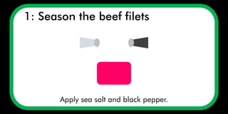 Apply sea salt and black pepper.
1: Season the beef filets
 