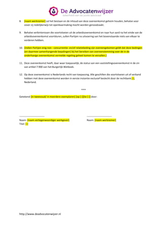 Voorbeeldbrief opzegging arbeidscontract De Advocatenwijzer  PDF