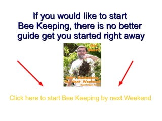 If you would like to start
  Bee Keeping, there is no better
  guide get you started right away




Click here to start Bee Keeping by next Weekend
 