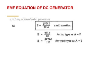 EMF EQUATION OF DC GENERATOR
 