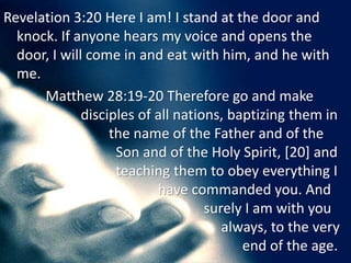  "'Love the Lord your God with all your heart and with all your soul and with all your mind.'  This is the first and greatest commandment.  And the second is like it: 'Love your neighbor as yourself.' All the Law and the Prophets hang on these two commandments." Matt 22:37-40 
