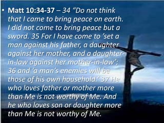 Matthew 5:10-12 – 10 Blessed are those who are persecuted because of righteousness, for theirs is the kingdom of heaven. 11 “Blessed are you when people insult you, persecute you and falsely say all kinds of evil against you because of me. 12 Rejoice and be glad, because great is your reward in heaven, for in the same way they persecuted the prophets who were before you. Matt 10:34-37 – 34 “Do not think that I came to bring peace on earth. I did not come to bring peace but a sword. 35 For I have come to ’set a man against his father, a daughter against her mother, and a daughter-in-law against her mother-in-law’; 36 and ‘a man’s enemies will be those of his own household.’ 37 He who loves father or mother more than Me is not worthy of Me. And he who loves son or daughter more than Me is not worthy of Me. Acts 4:1-23the Priests, probably the temple priests who upset at the disturbance Peter and John had createdThe captain of the temple – the head of the temple police responsible for keeping the peace; 