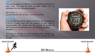 Beep Test Example Beep test | PPTX