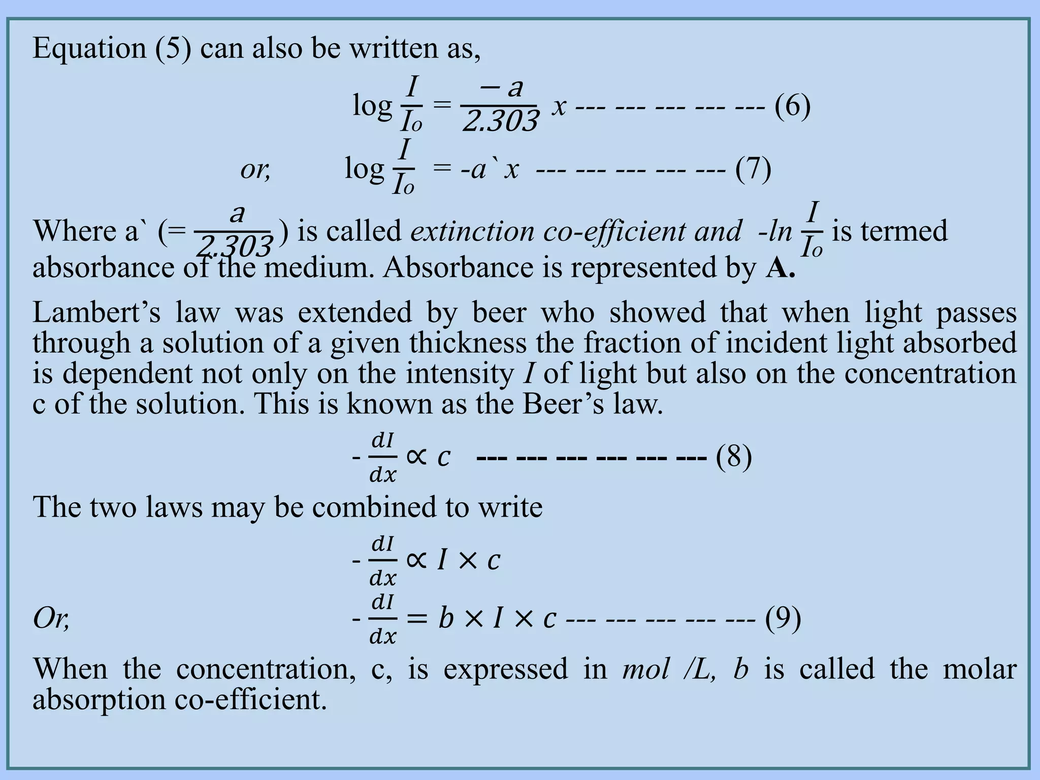 Beer lambert's law | PPTX