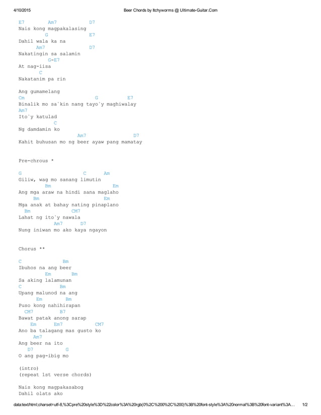 Beer Chords By Itchyworms Ultimate Guitar PDF