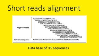 Short reads alignment
Reference sequence
Data base of ITS sequences
 