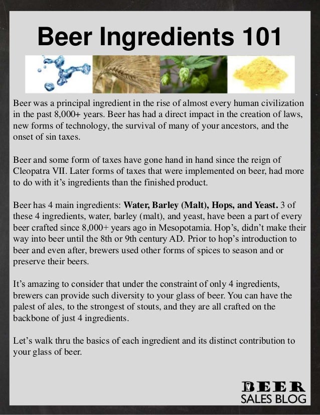 Beer Ingredients 101 Beer Sales Blog