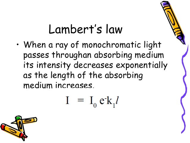 beer lambert law Chem 125 - experiment ii solution color experiment ii - solution color, absorbance, and beer's law the main absorbance equation is the beer-lambert law which is. beer lambert law Chem 125 - experiment ii solution color experiment ii - solution color, absorbance, and beer's law the main absorbance equation is the beer-lambert law which is.