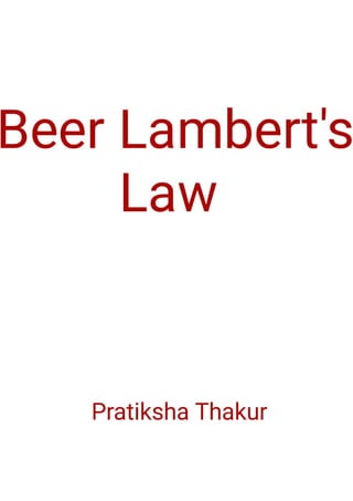 Beer Lambert's Law