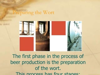 Preparing the Wort




 The first phase in the process of
beer production is the preparation
            of the wort.
 
