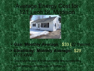 Average Energy Cost for 121 Leon St, Madison ,[object Object],[object Object],[object Object],[object Object],[object Object]
