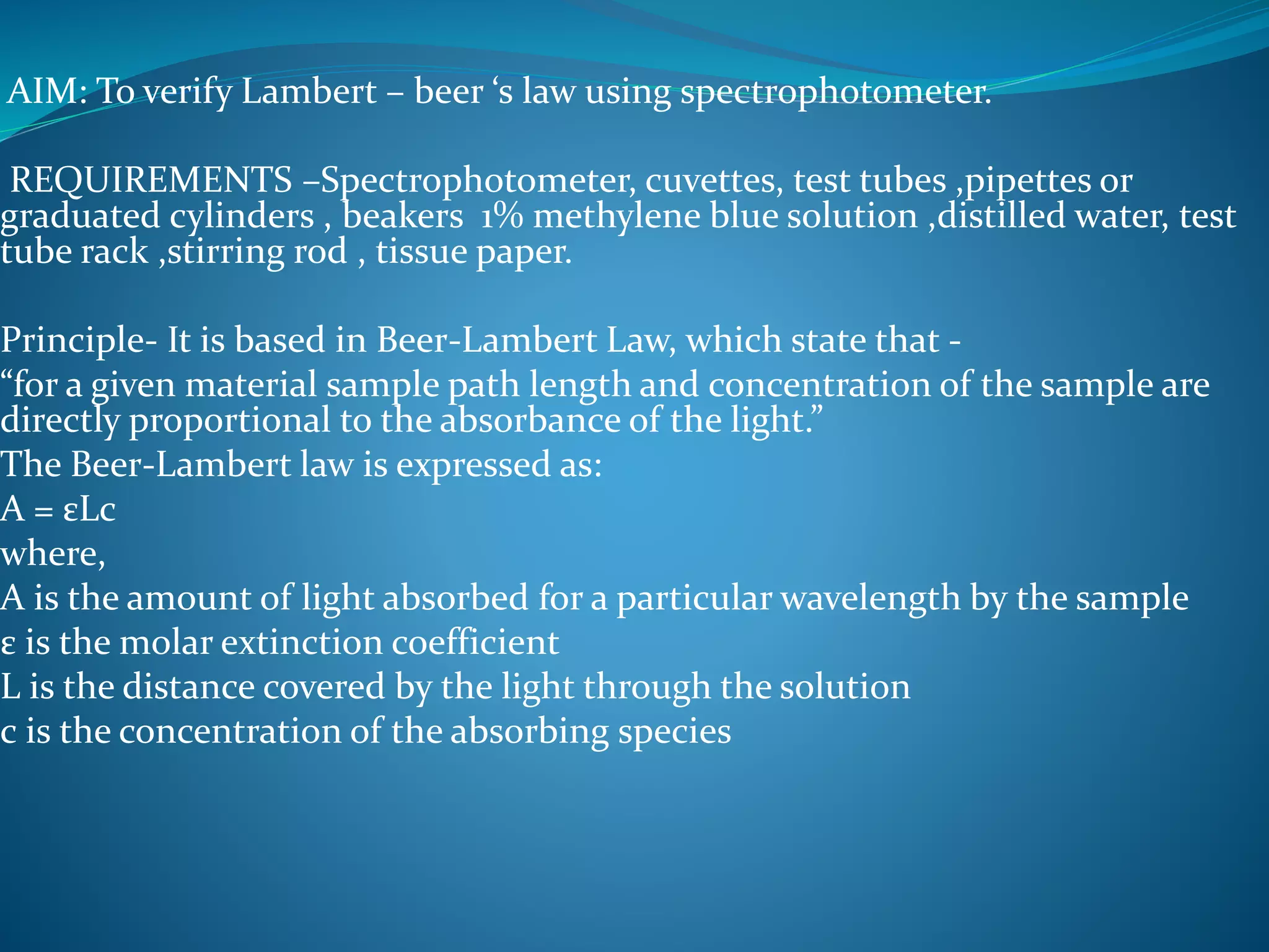 Beers lamberts law PPT