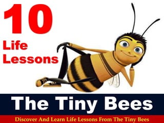 10 
Life 
Lessons 
The Tiny Bees 
Discover And Learn Life Lessons From The Tiny Bees 
 