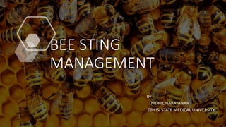 BEE STING
MANAGEMENT
By
NIDHIL NARAYANAN
TBILISI STATE MEDICAL UNIVERSITY
 