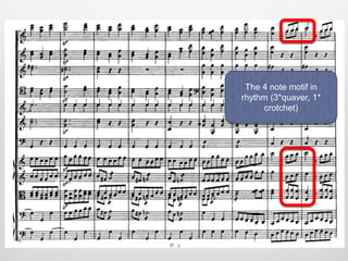 The 4 note motif in
rhythm (3*quaver, 1*
crotchet)
 
