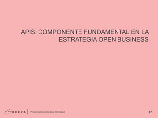 APIS: COMPONENTE FUNDAMENTAL EN LA
ESTRATEGIA OPEN BUSINESS

Presentación corporativa IDC Salud

37

 