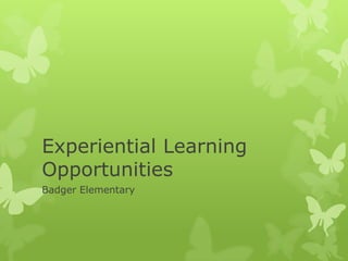 Experiential Learning
Opportunities
Badger Elementary
 